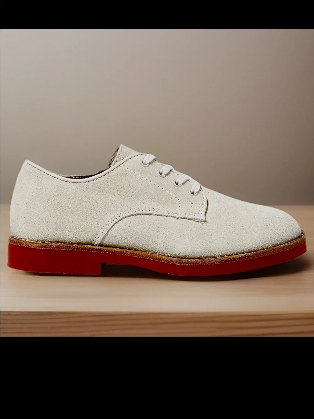 RALPH LAUREN Oxfords Youth Boys Size 4 Ivory Barton Suede Loafers Lace Up Preppy